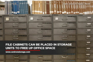 File cabinets can be placed in storage units to free up office space