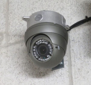 security camera affixed to wall in self storage facility